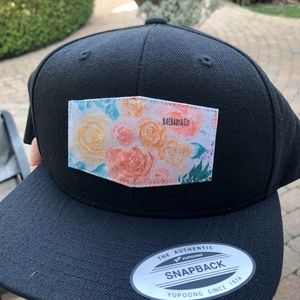 Floral on Black Snapback Hat